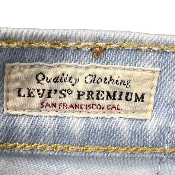 Levi’s Premium 501 Short Button Fly Raw Hem Light Acid Wash Cropped 25W - Picture 5 of 8